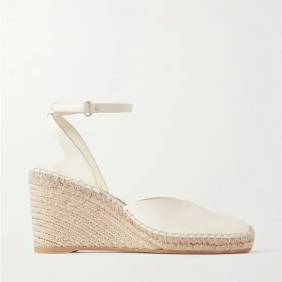 Vince Cecilia Leather Espadrille Wedge in Marble Cream size 9.5 - Picture 13 of 14